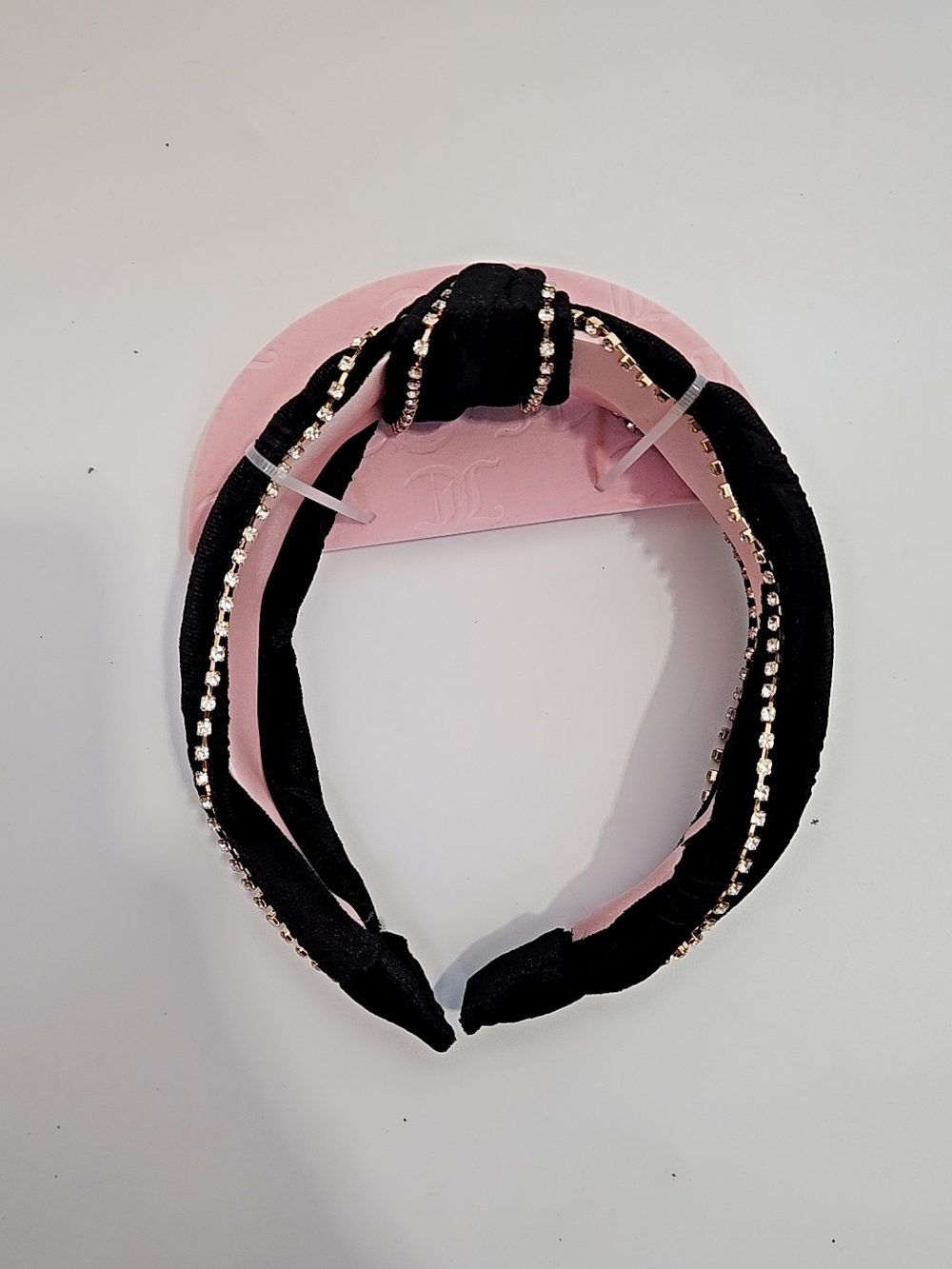 Juicy Couture Black Knotted Headband with Gold Rhinestone‎ Trim